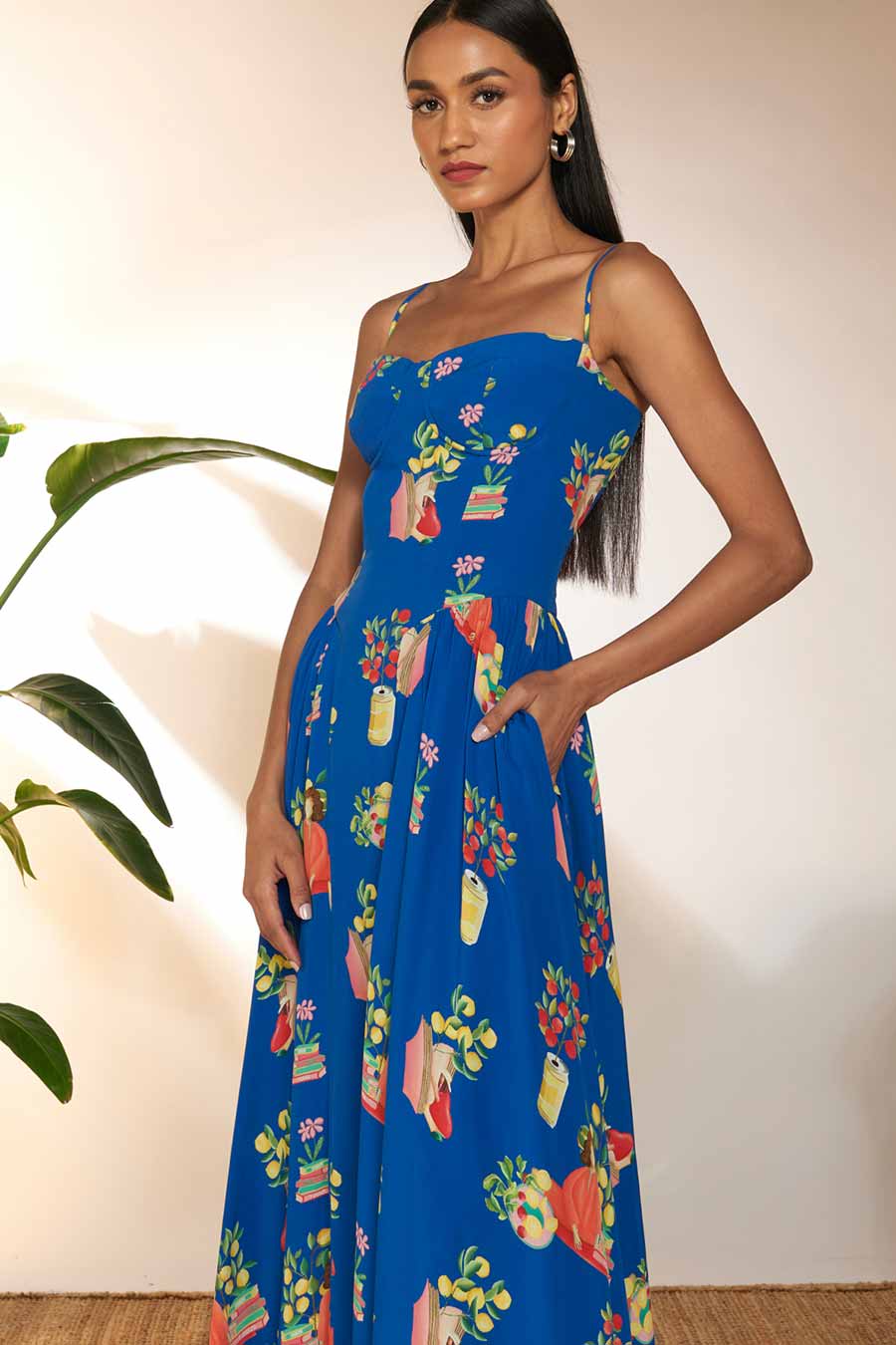 Blue Tangy Tango Printed Corset Dress