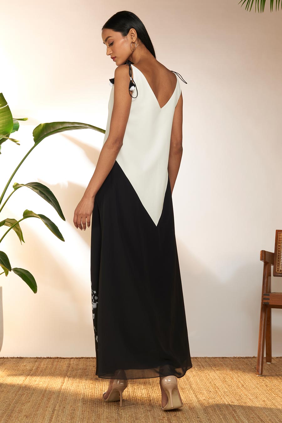 Black & White Tropicool Long Dress