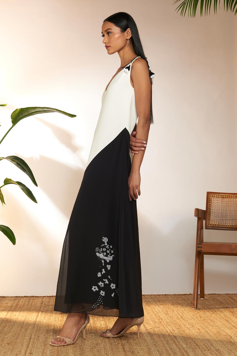 Black & White Tropicool Long Dress