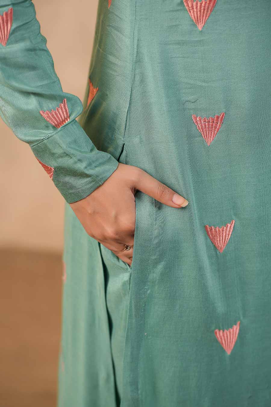 Green Embroidered Tunic & Pant Set