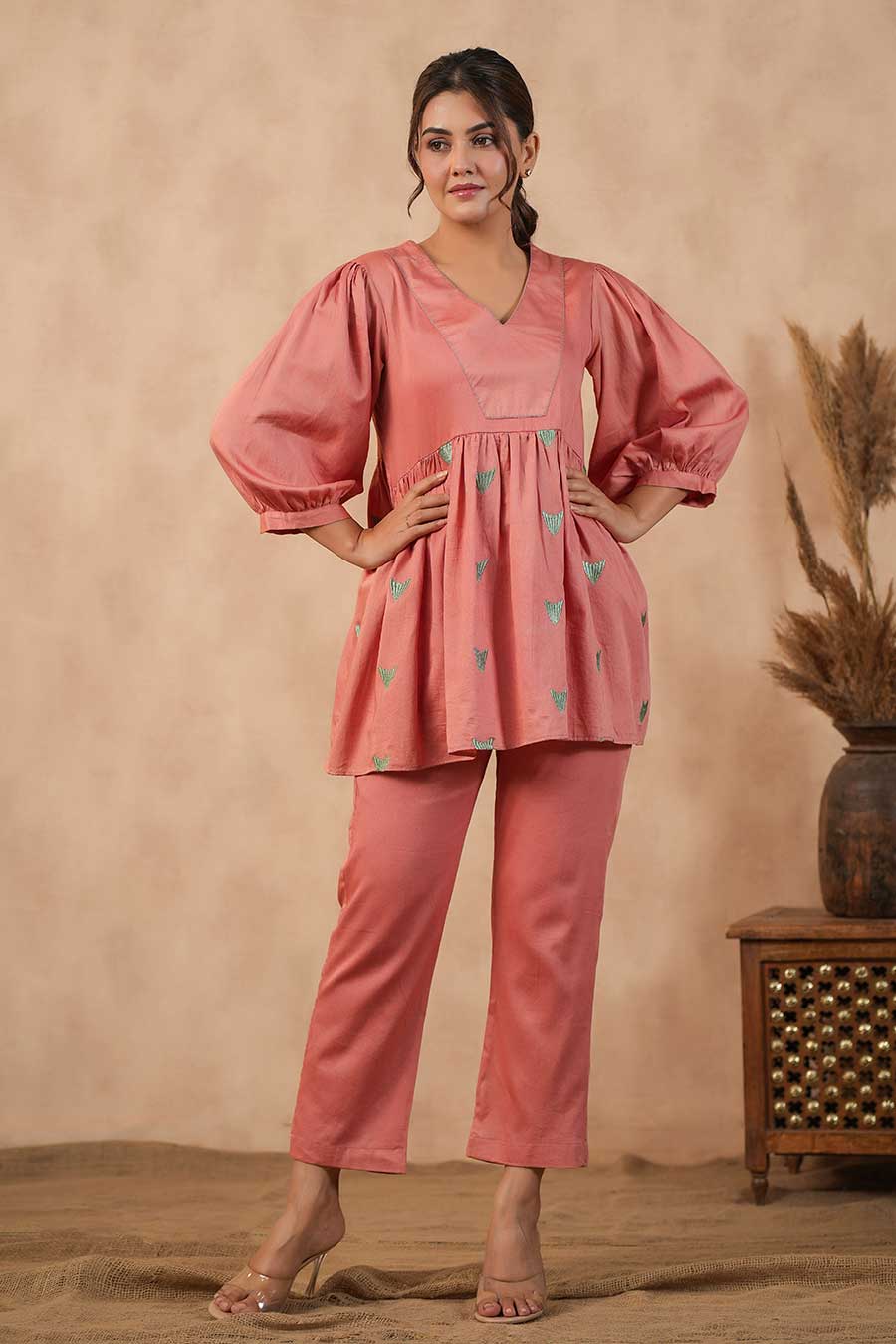 Rose Pink Top & Pant Co-Ord Set