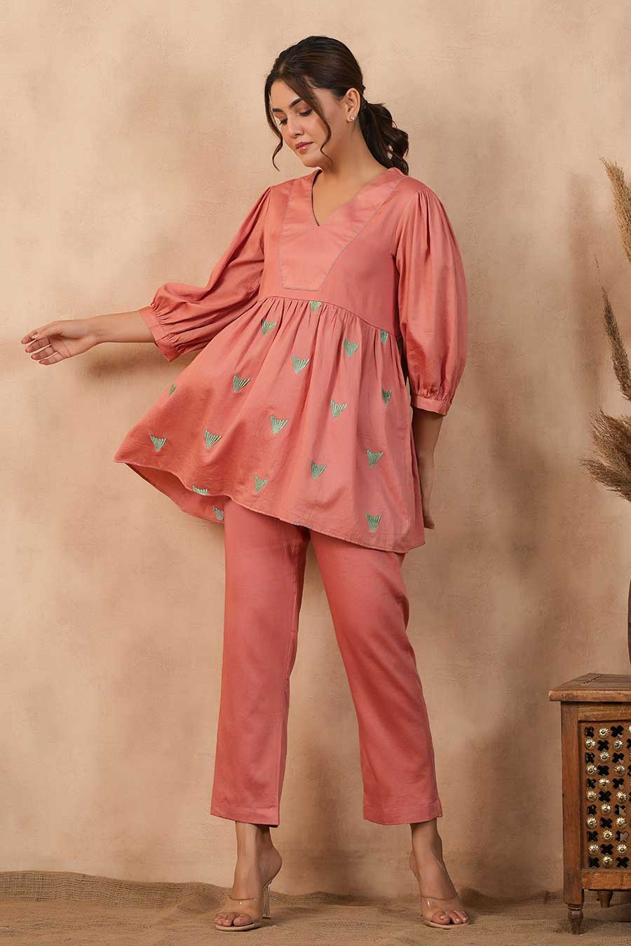 Rose Pink Top & Pant Co-Ord Set