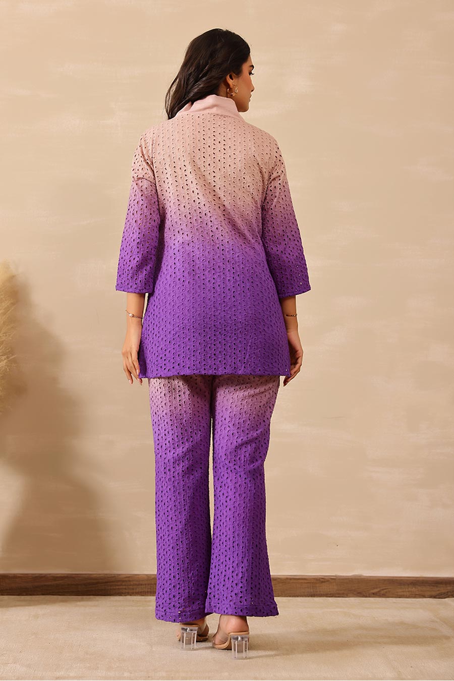 Lavender Dusk Schiffli Top & Pant Co-Ord Set