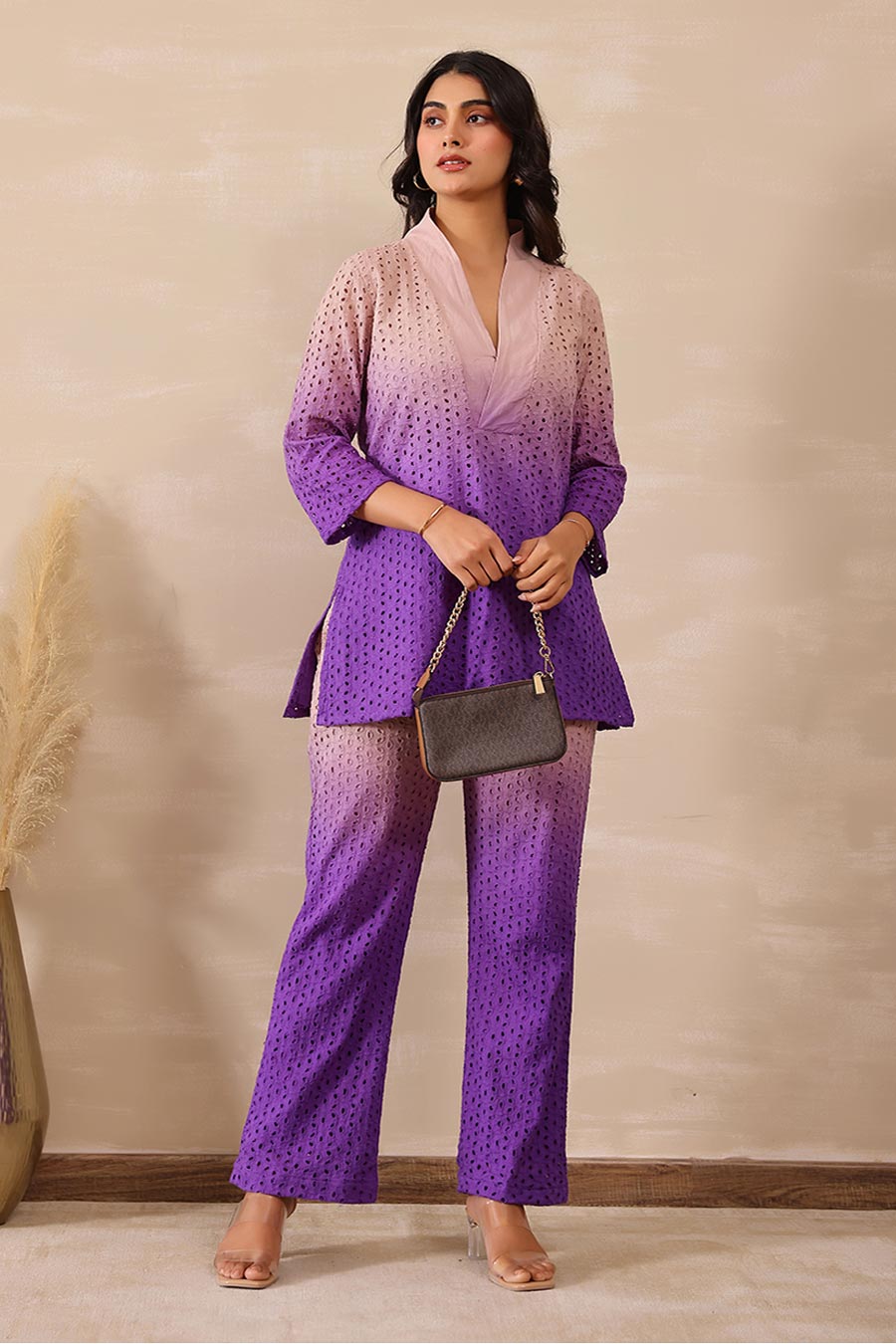 Lavender Dusk Schiffli Top & Pant Co-Ord Set