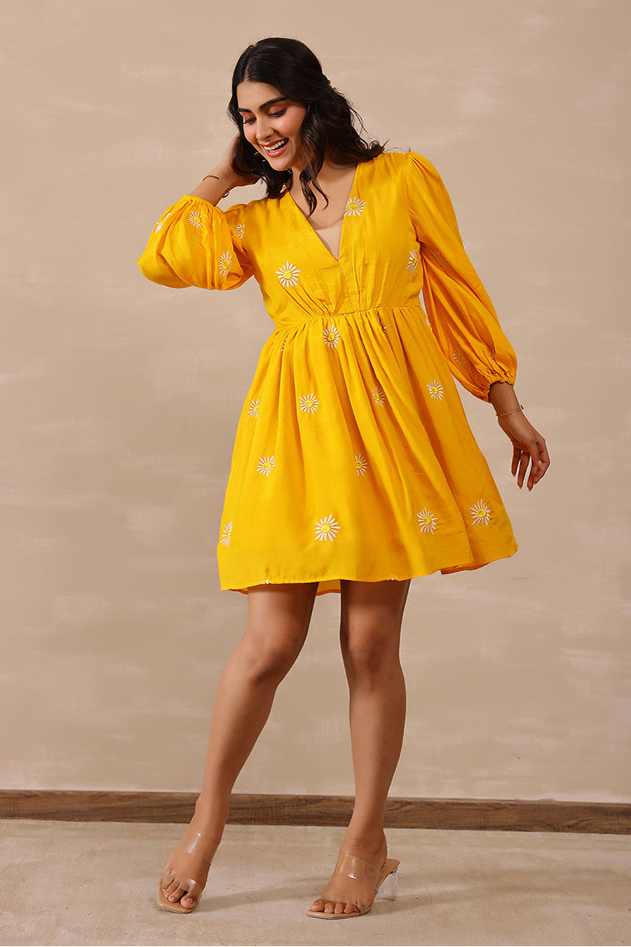 Yellow Daisy Embroidered Dress