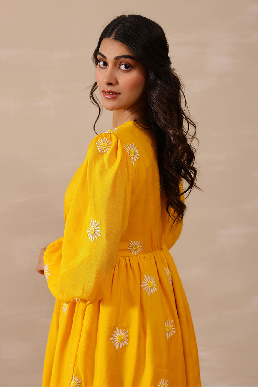 Yellow Daisy Embroidered Dress