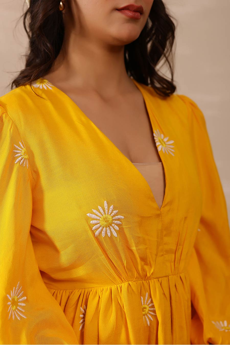 Yellow Daisy Embroidered Dress