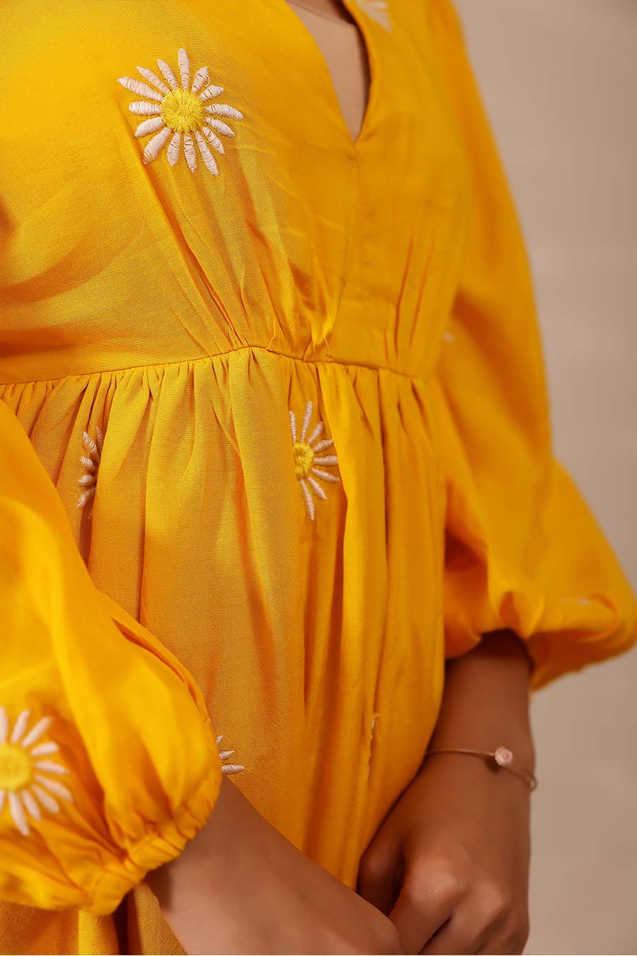 Yellow Daisy Embroidered Dress