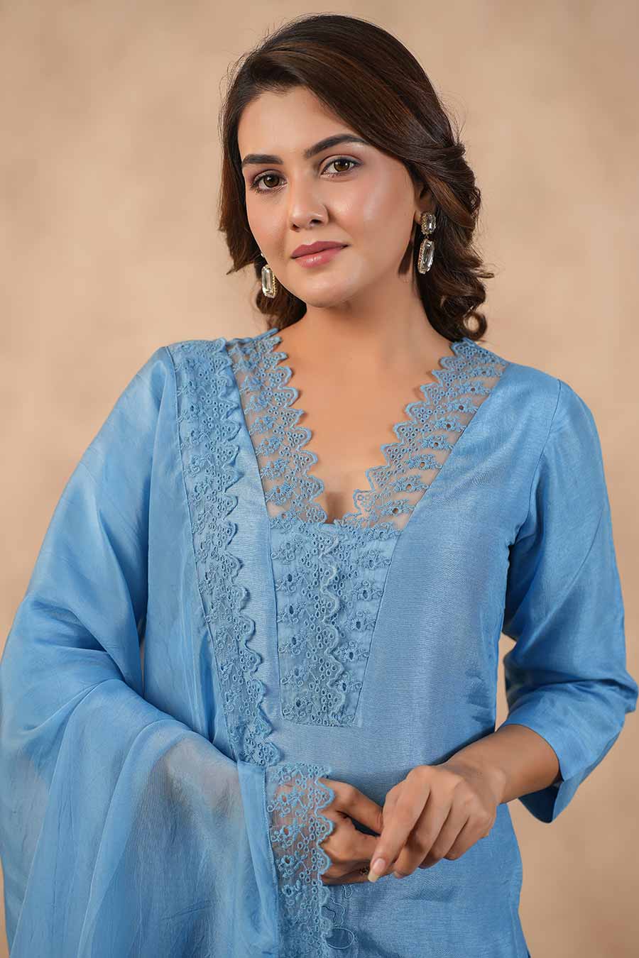 Blue Embroidered Kurta Set