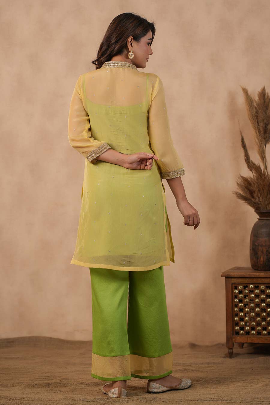 Green Embellished Kurta & Pant Set