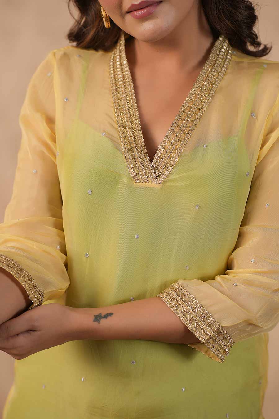 Green Embellished Kurta & Pant Set