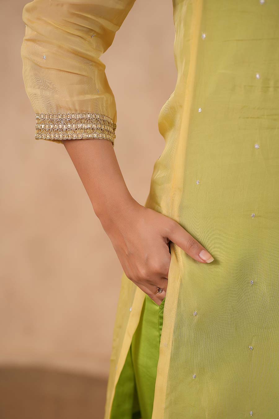 Green Embellished Kurta & Pant Set