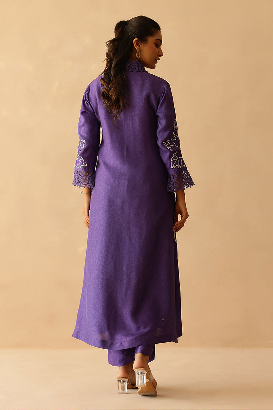Purple Blossom Embroidered Tunic & Pant Set