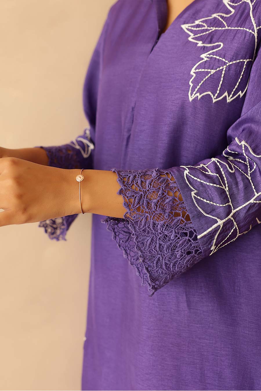 Purple Blossom Embroidered Tunic & Pant Set