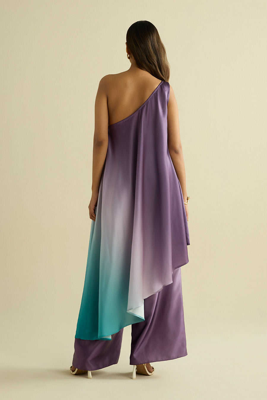 Blue & Purple Ombre Embroidered Co-Ord Set