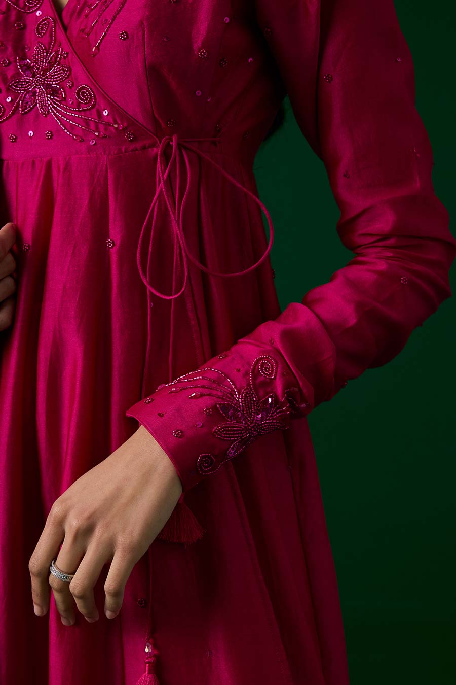 Fuchsia Pink Crystal Embroidered Anarkali Set