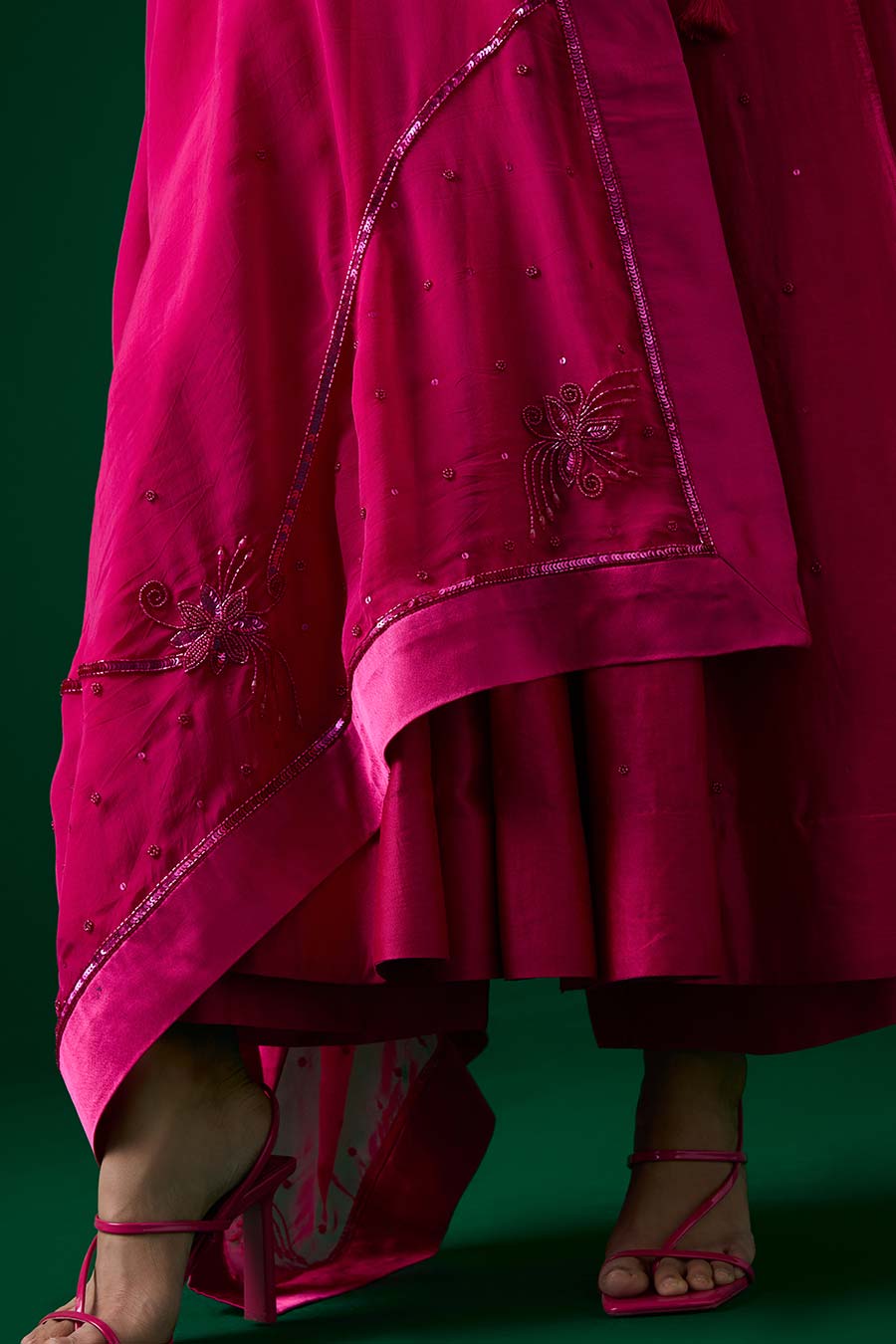 Fuchsia Pink Crystal Embroidered Anarkali Set