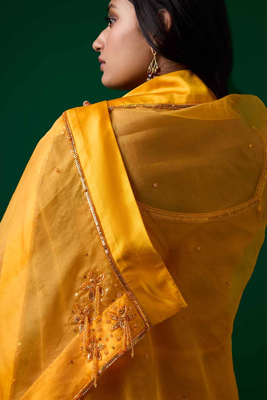 Mustard Yellow Crystal Embroidered Sharara Set