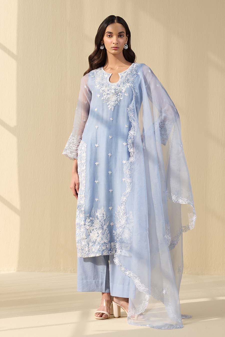 Powder Blue Embroidered Kurta Set