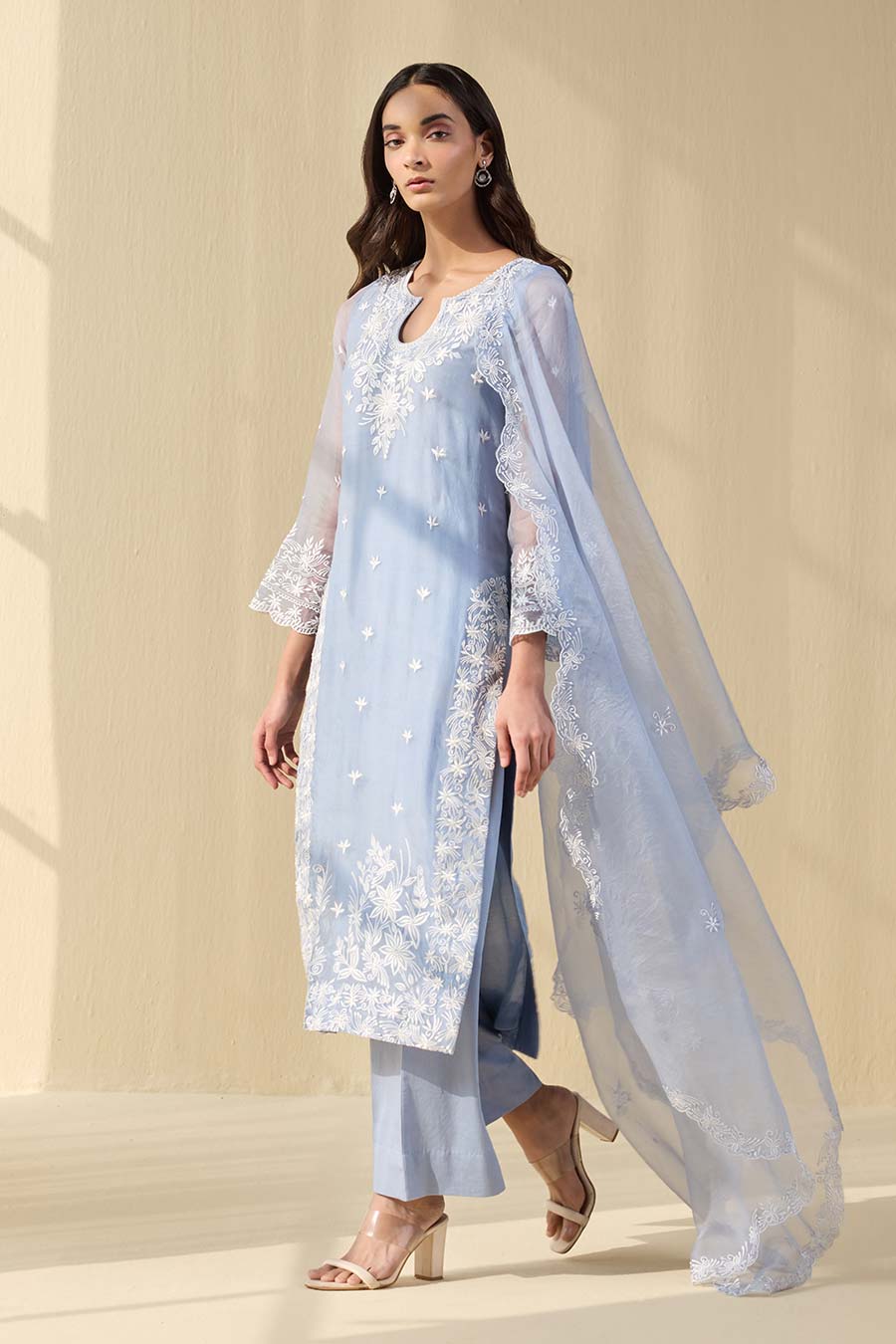 Powder Blue Embroidered Kurta Set