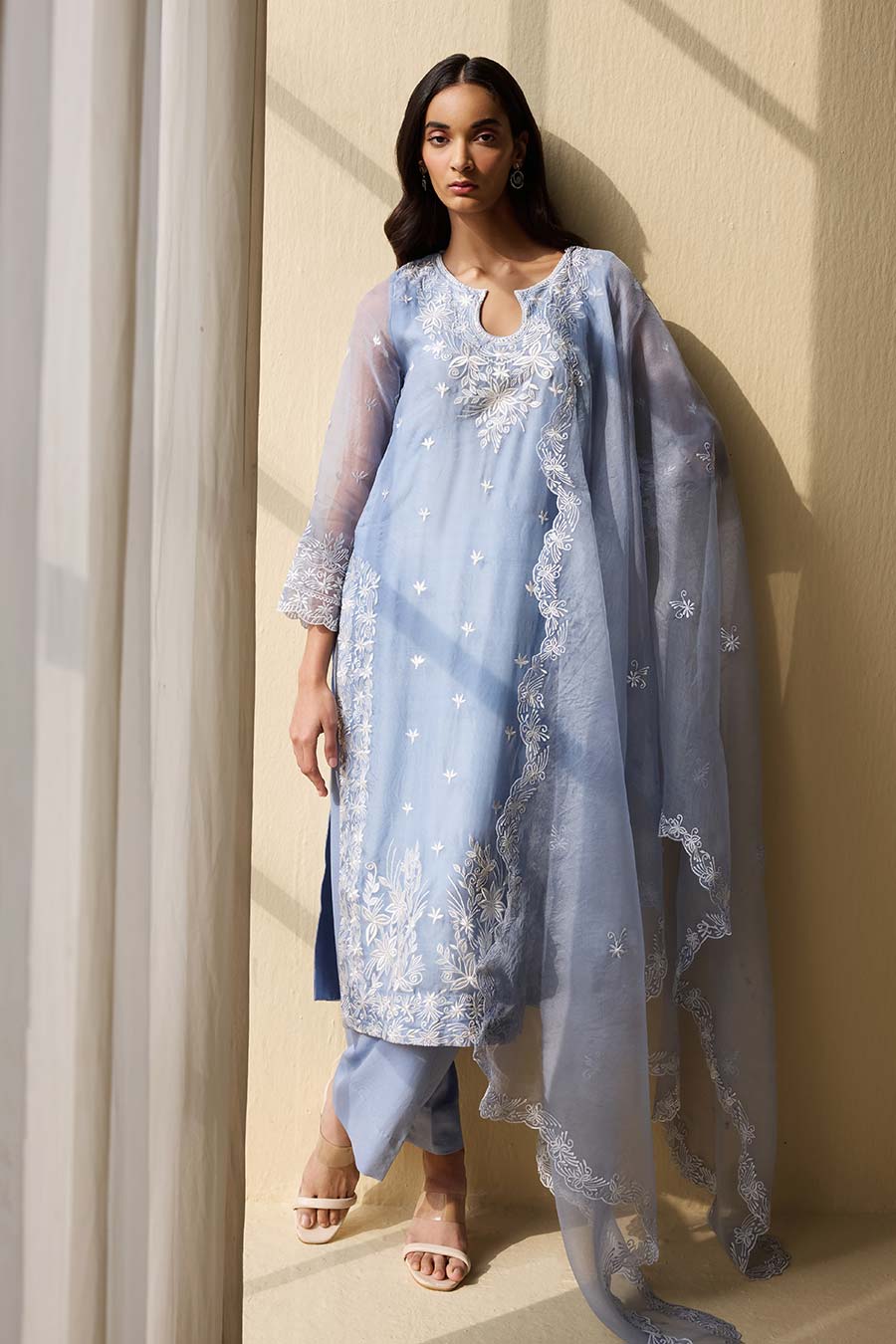 Powder Blue Embroidered Kurta Set