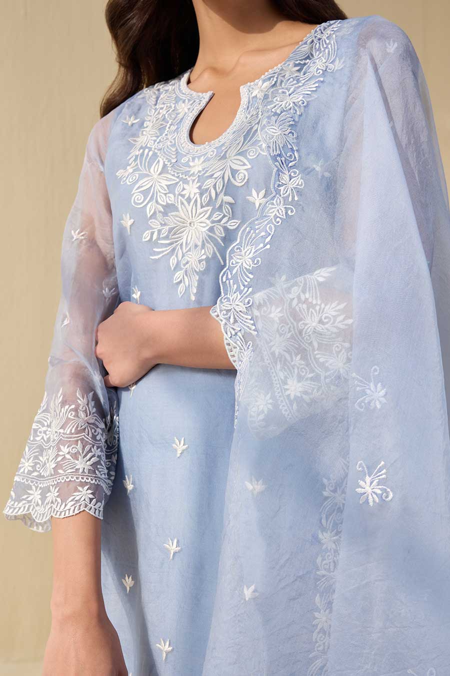 Powder Blue Embroidered Kurta Set