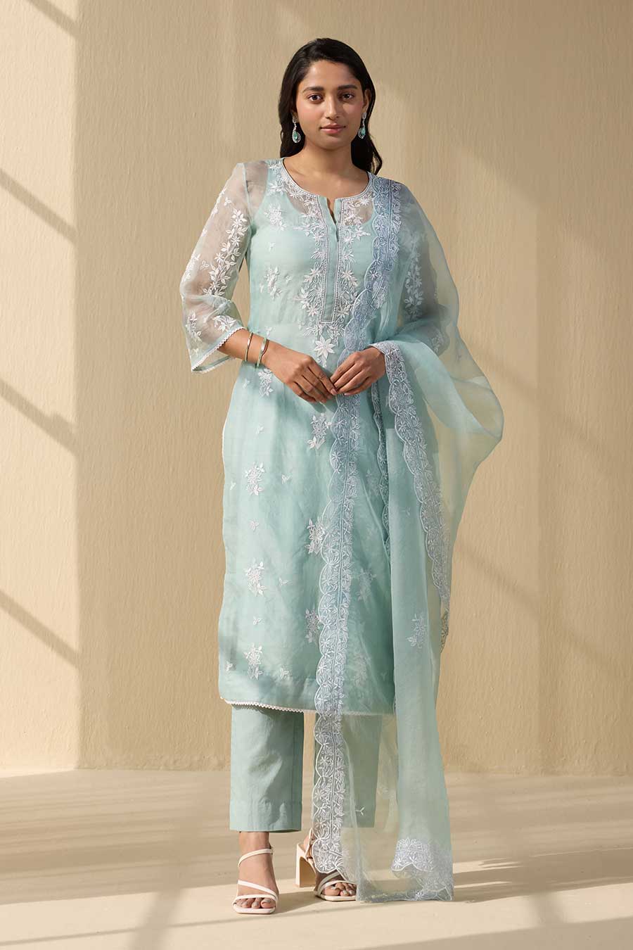 Powder Green Embroidered Kurta Set