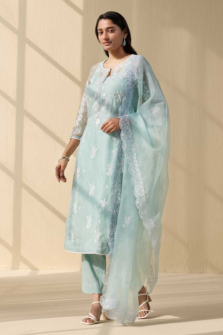 Powder Green Embroidered Kurta Set