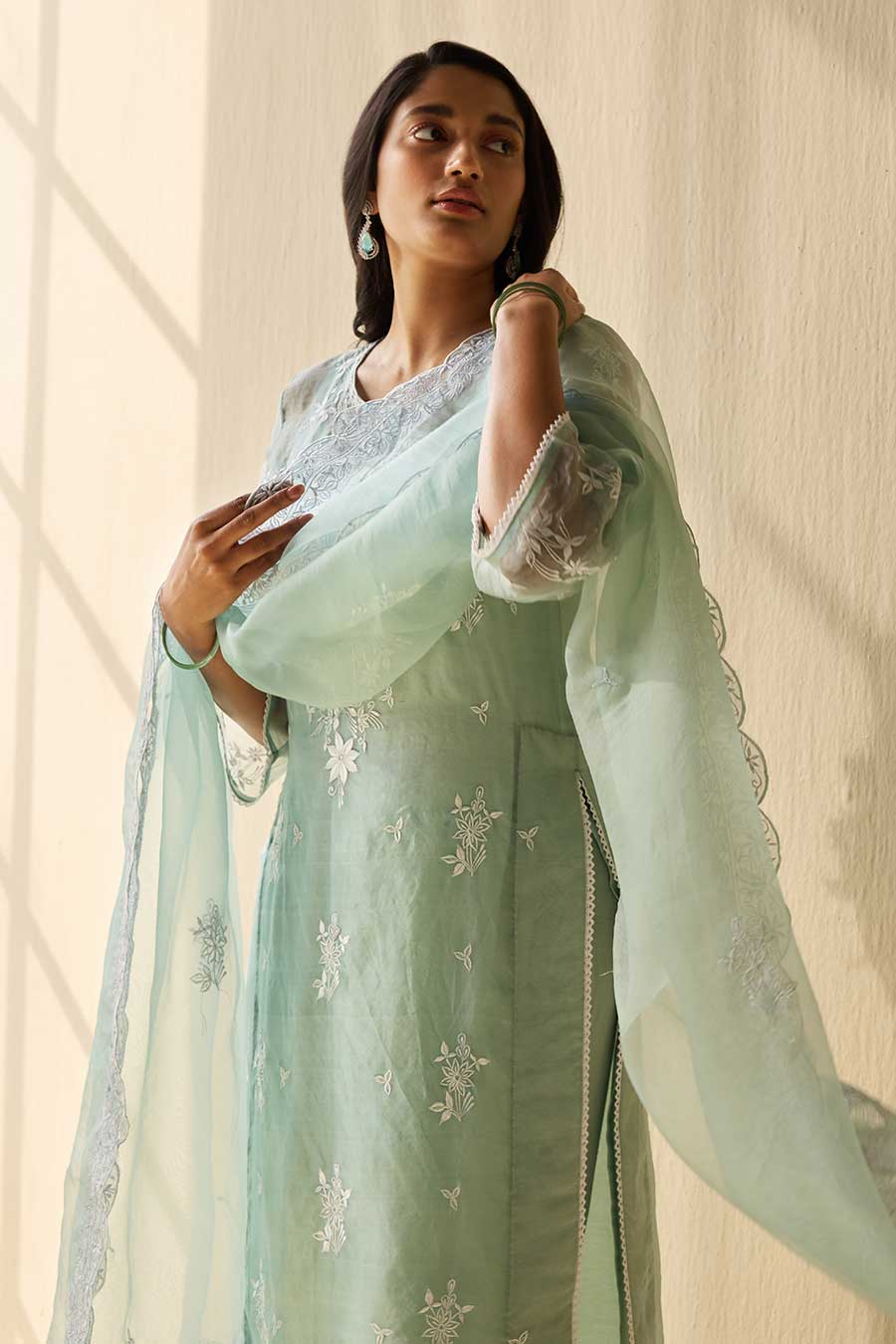 Powder Green Embroidered Kurta Set