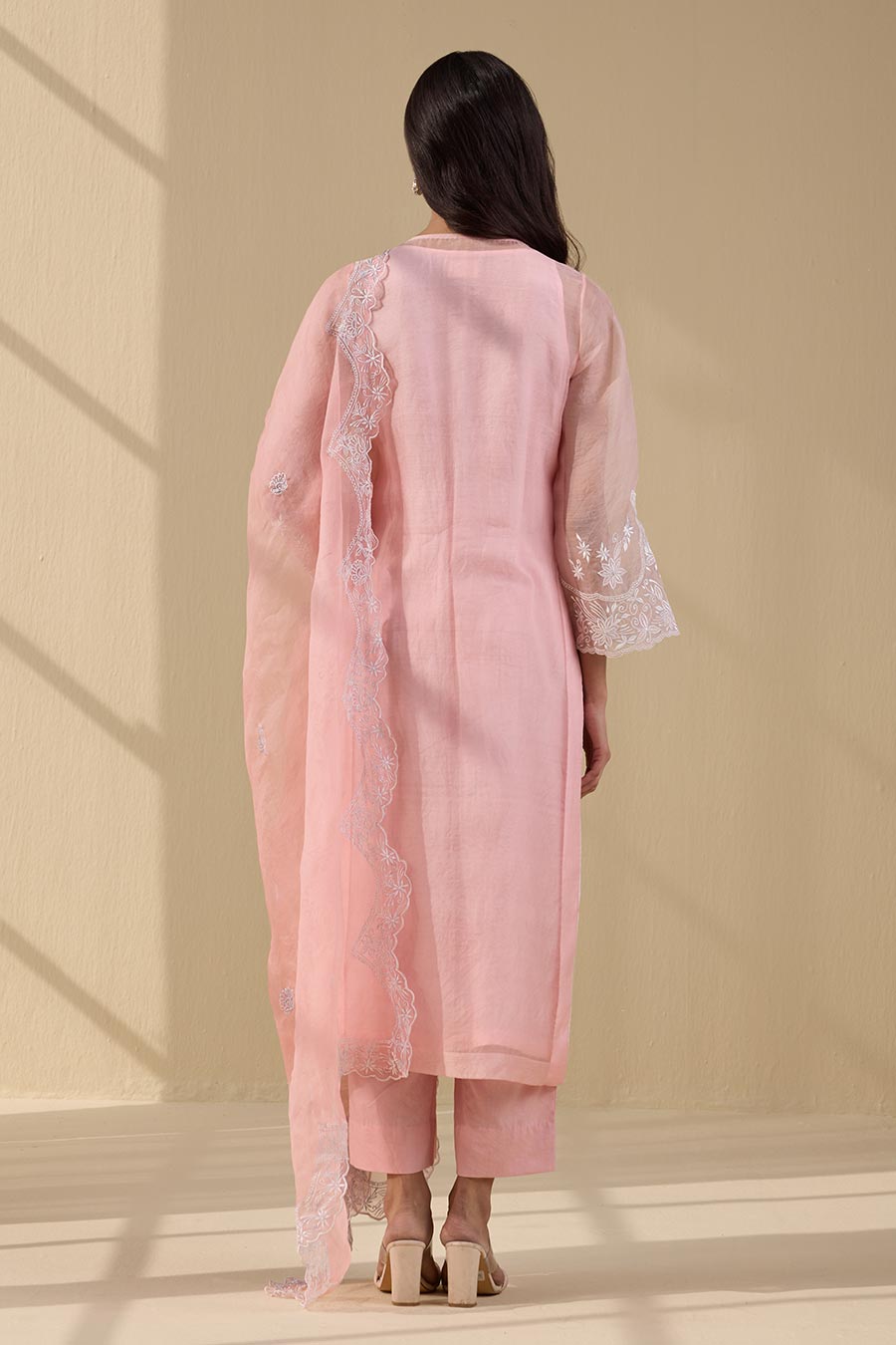 Pink Thread Embroidered Kurta Set