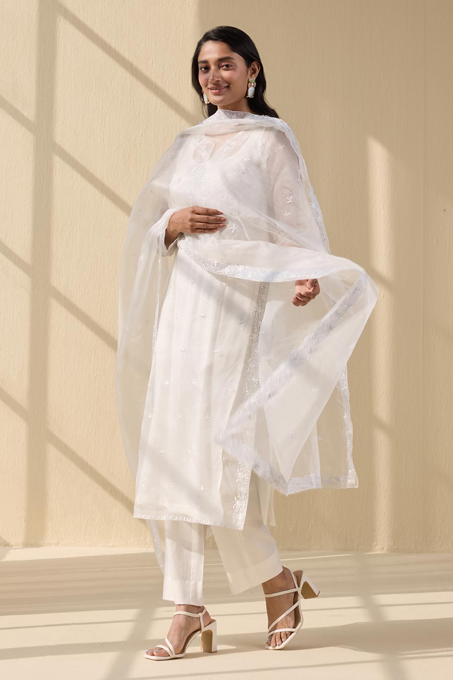 White Embroidered Kurta Set