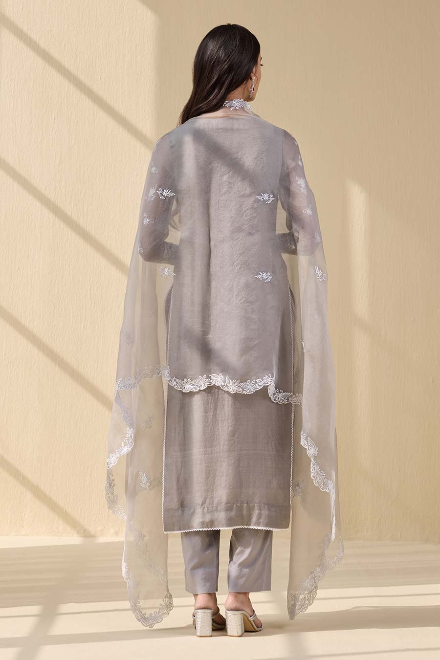 Grey Embroidered Kurta Set