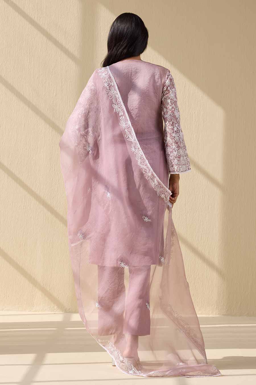 Lavender Embroidered Kurta Set