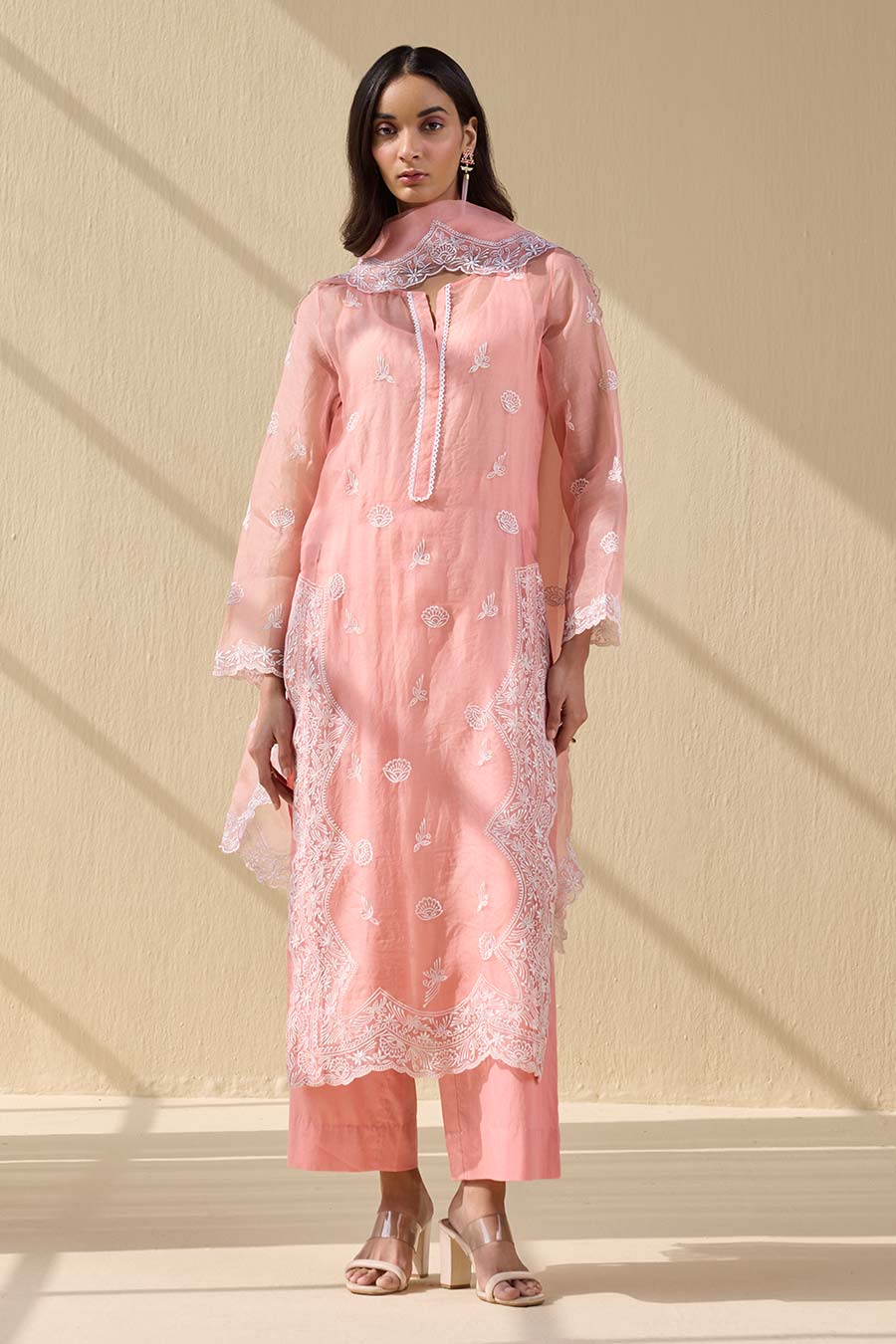 Summer Pink Embroidered Kurta Set