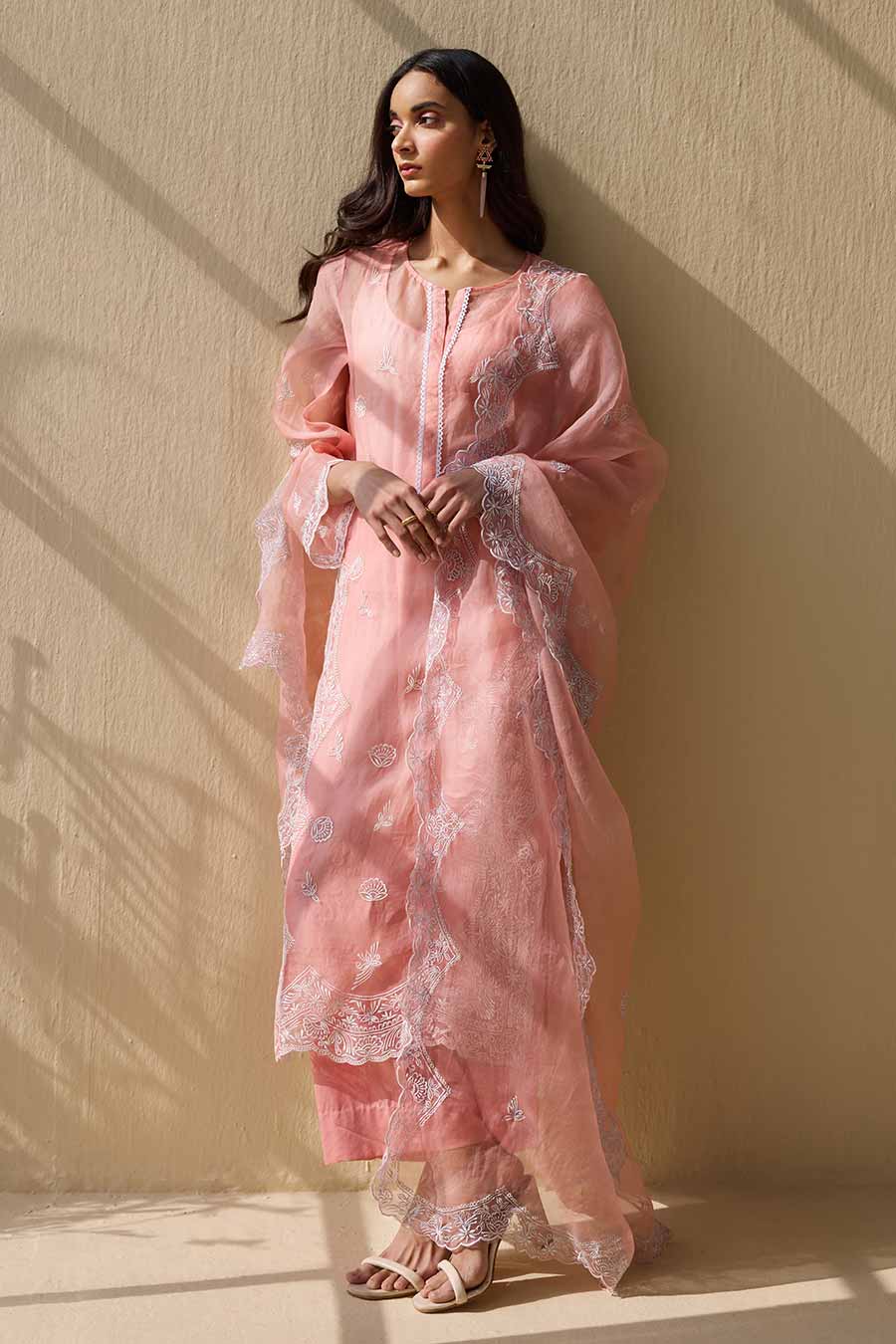 Summer Pink Embroidered Kurta Set