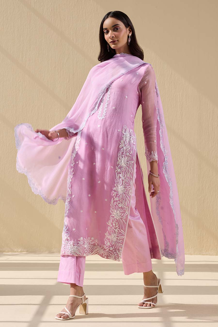 Pink Embroidered Kurta Set