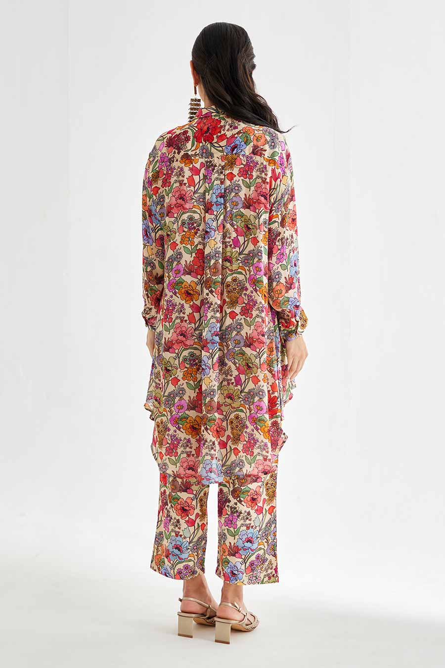 Big White Floral Printed Indie Shirt & Pant Set