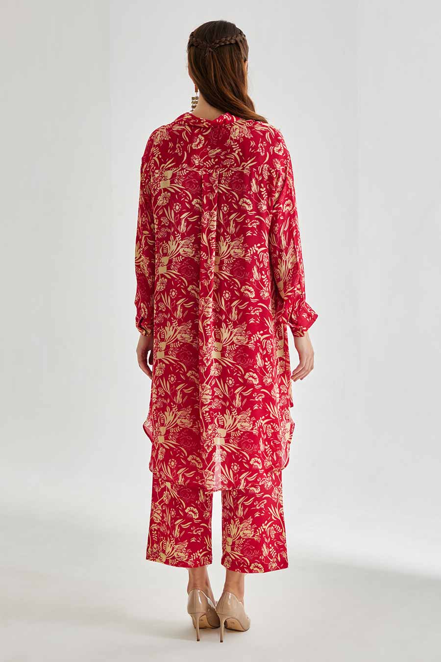 Small Pink Floral Printed Indie Shirt & Pant Set