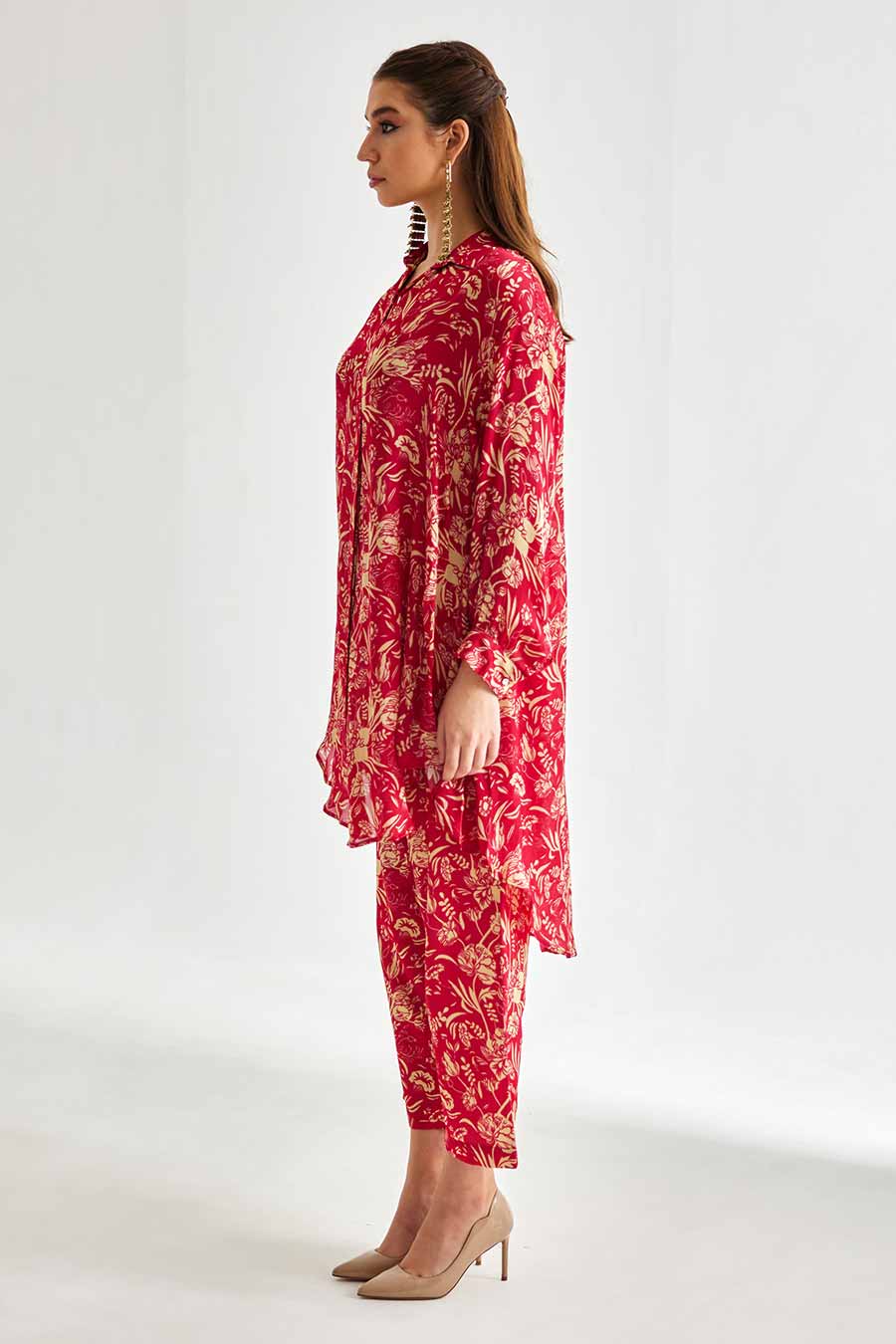 Small Pink Floral Printed Indie Shirt & Pant Set