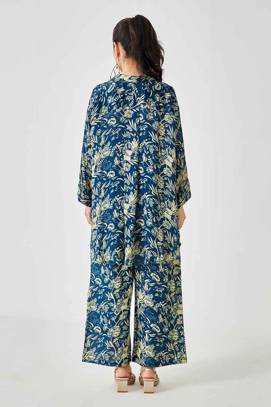 Small Blue Floral Printed MJ Shirt & Pant Set