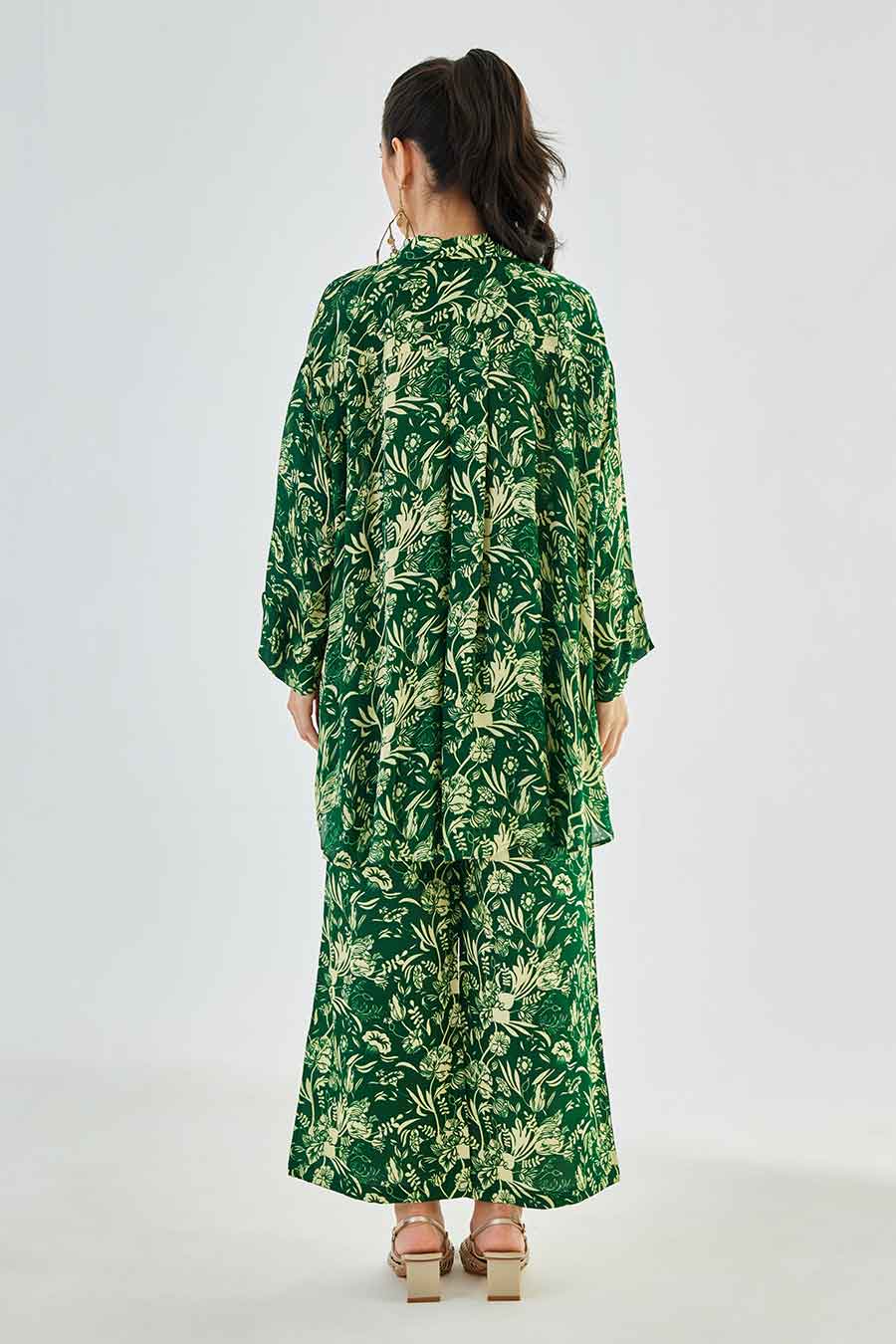 Small Green Floral Printed MJ Shirt & Pant Set