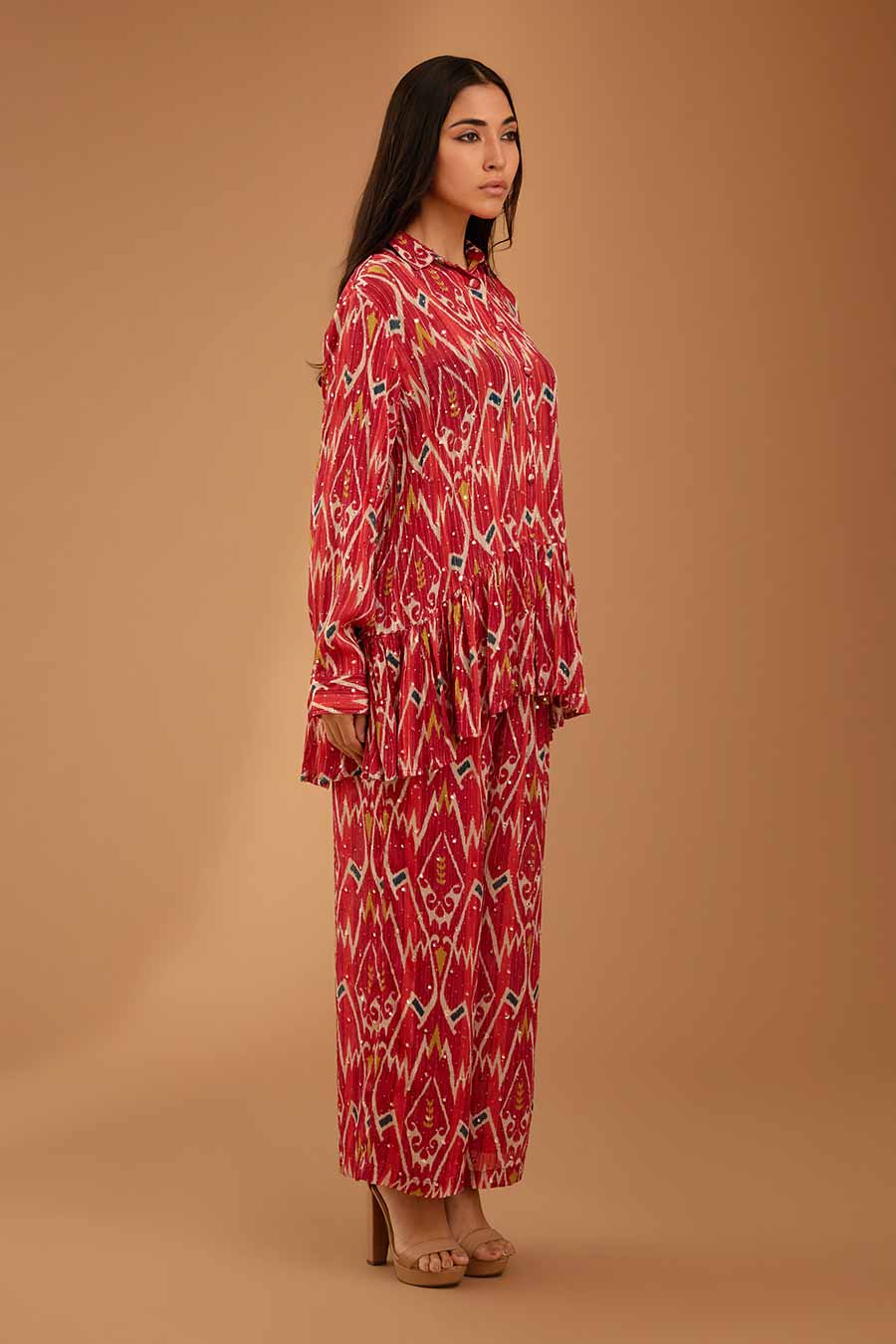 Red Mirror Work Emma Top & Pant Set