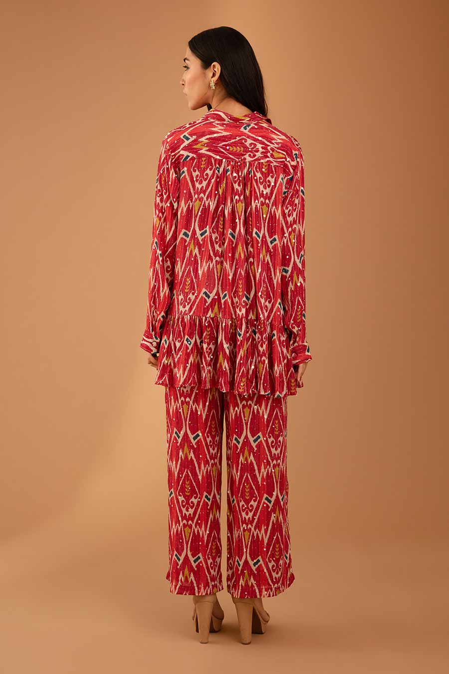Red Mirror Work Emma Top & Pant Set