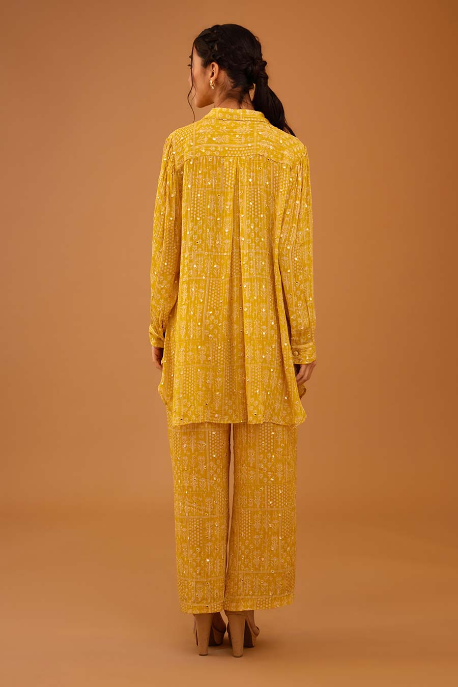 Yellow Mirror Work Bella Shirt & Pant Set