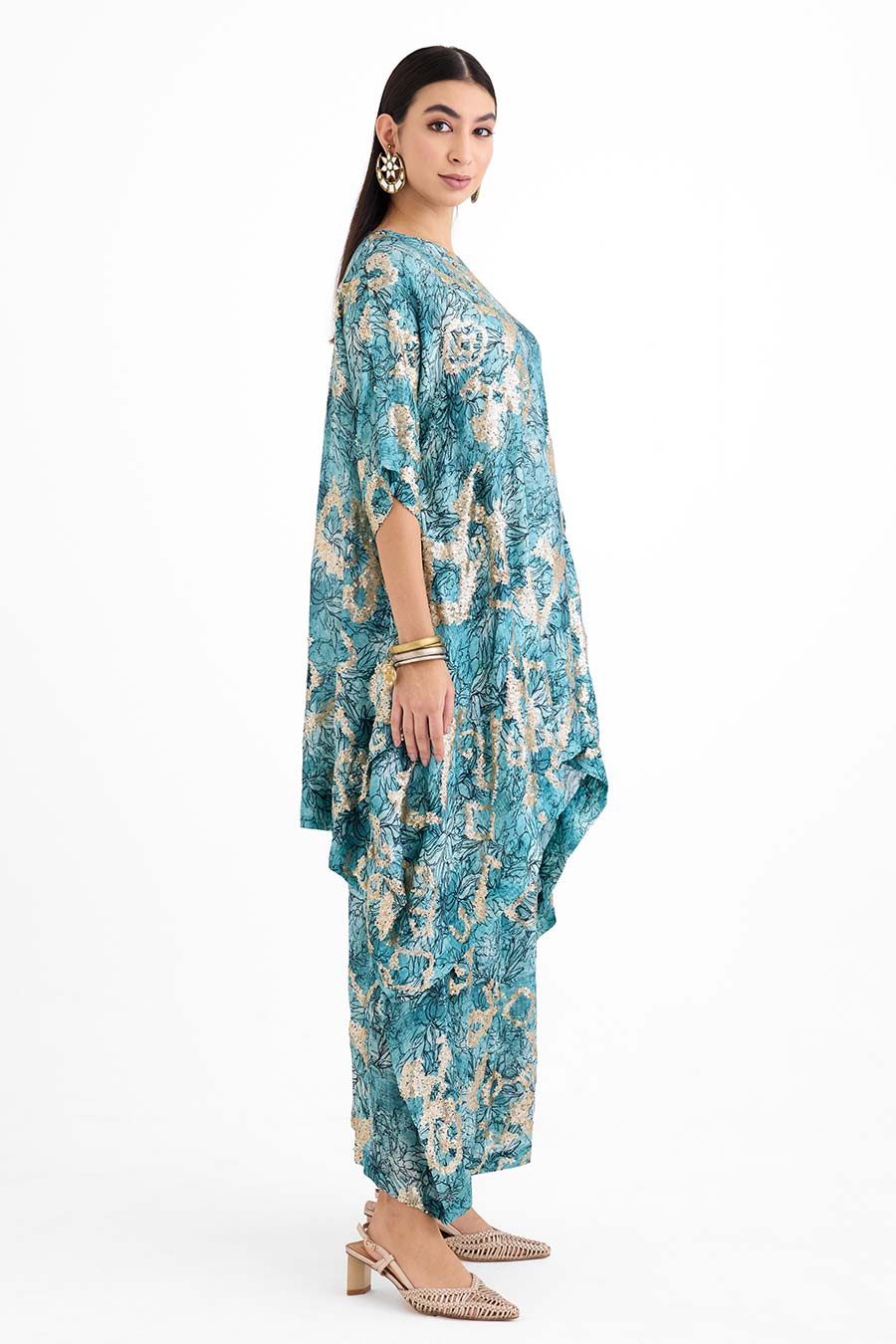 Sequin Embellished Marine Mayan Co-Ord Set