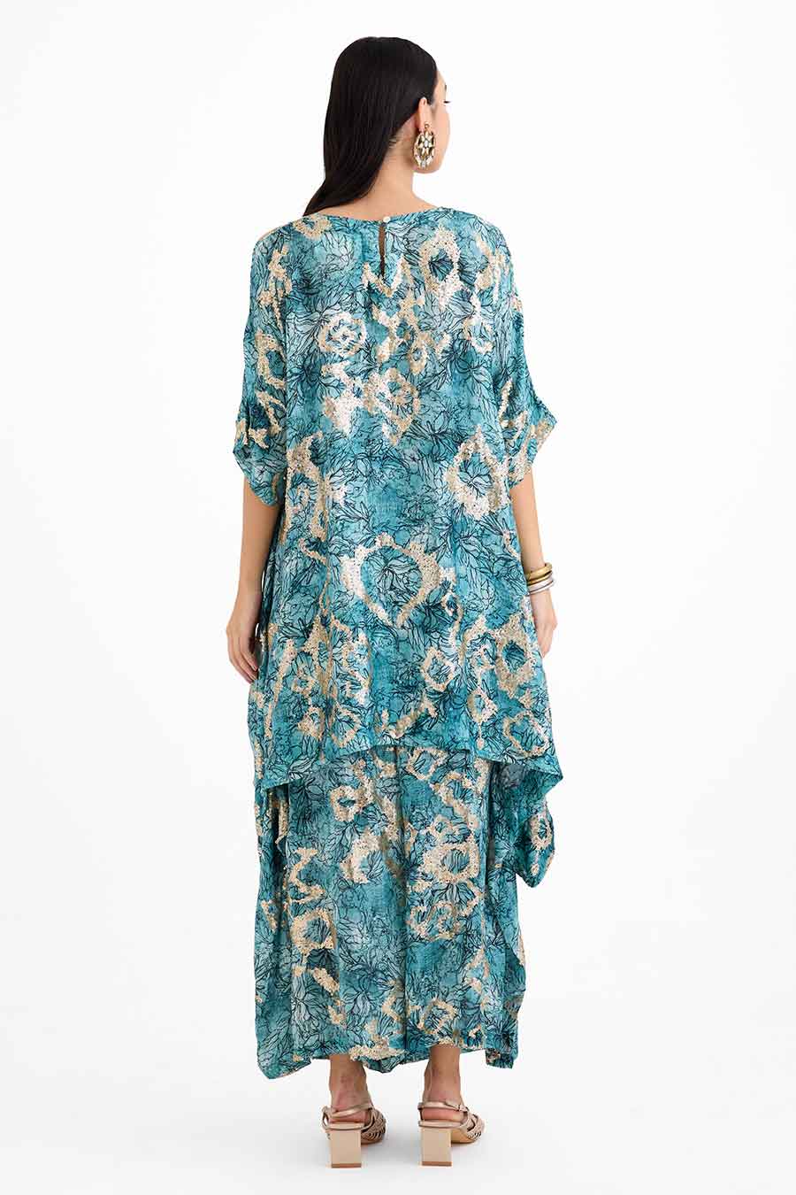 Sequin Embellished Marine Mayan Co-Ord Set