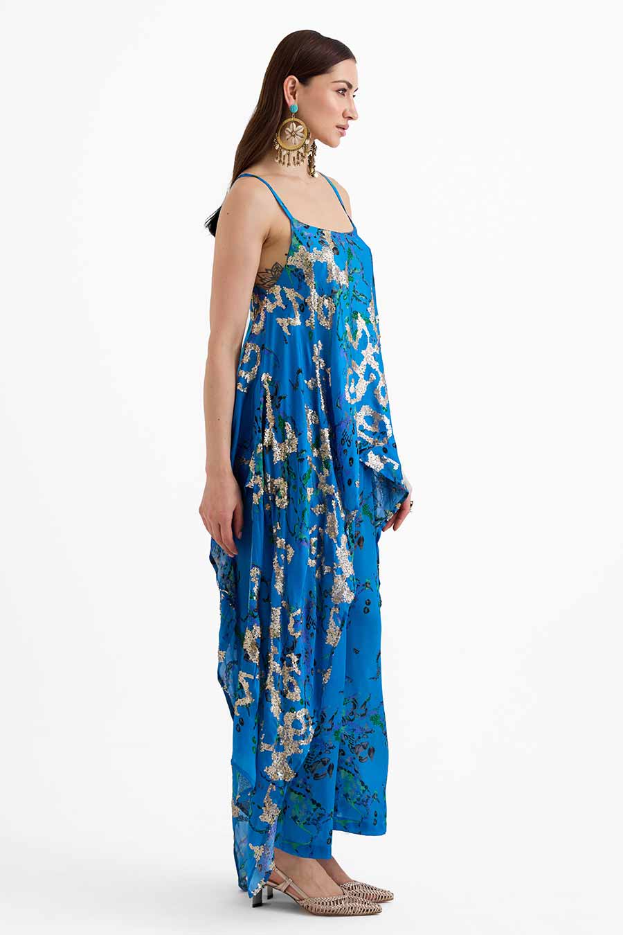 Sequin Embellished Blue Zuri Co-Ord Set