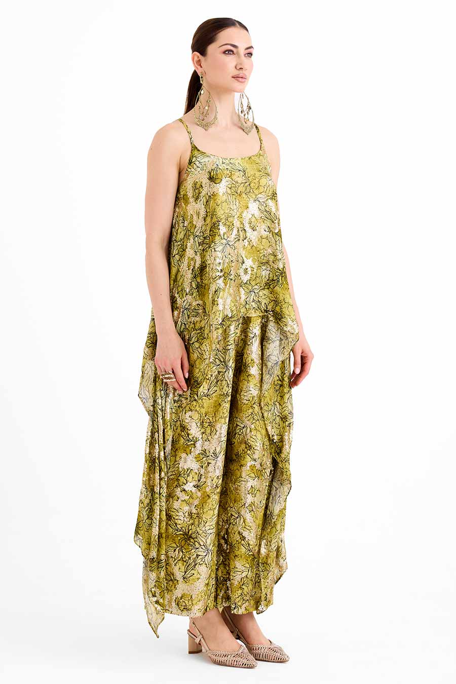 Sequin Embellished Green Zuri Co-Ord Set