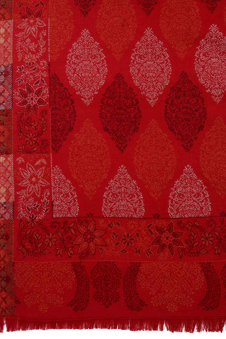 Red Jamawar Jaal Fine Wool Kashmiri Shawl