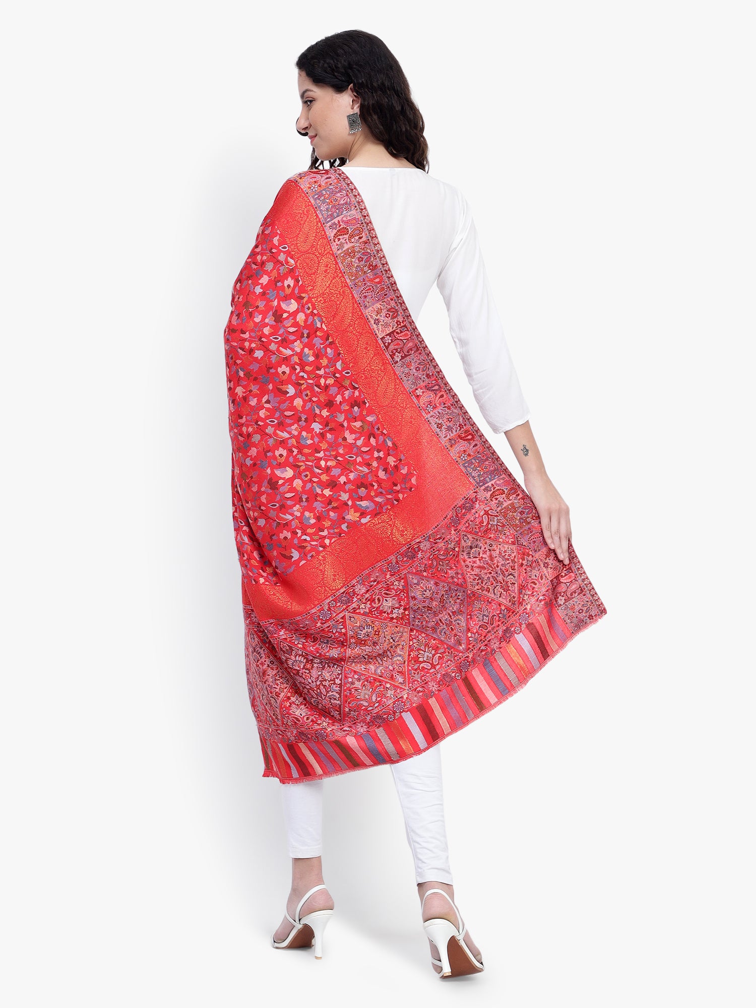 Red Kaani Jaal Fine Wool Shawl